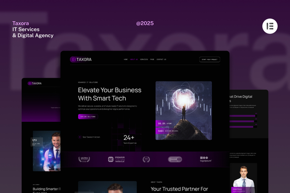 Taxora - Dark IT Services Digital Agency Website Elementor Kit