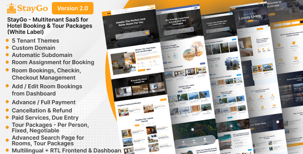 StayGo - Multitenant Hotel Management + Booking Website Builder (SAAS)