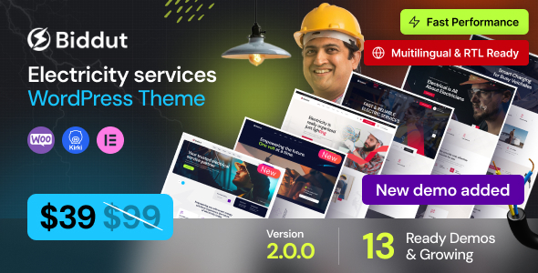 Biddut - Electricity Services WordPress Theme
