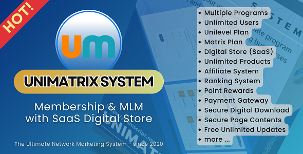 UniMatrix - Membership and MLM Script with SaaS Digital Store