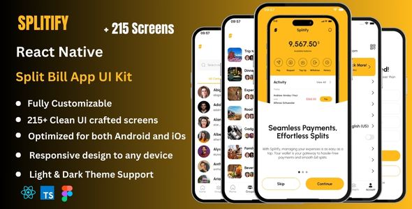 Splitify - Split Bill React Native Expo App Ui Kit