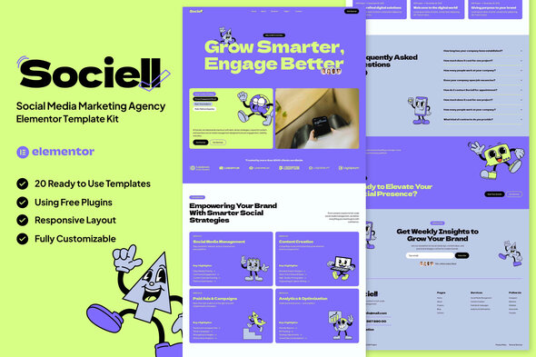 Sociell - Social Media Marketing Agency Elementor Template Kit