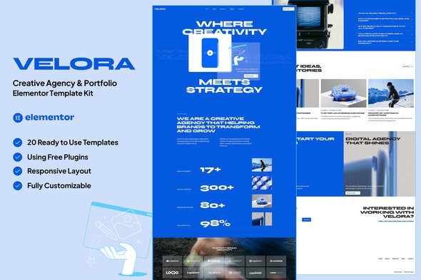 Velora - Creative Agency & Portfolio Elementor Template Kit