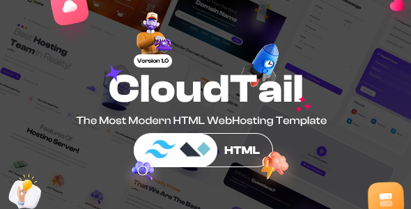 CloudTail | Tailwind Modern Complete Web Hosting Template
