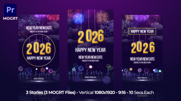 Happy New Year Wishes 2026 Instagram Stories MOGRT