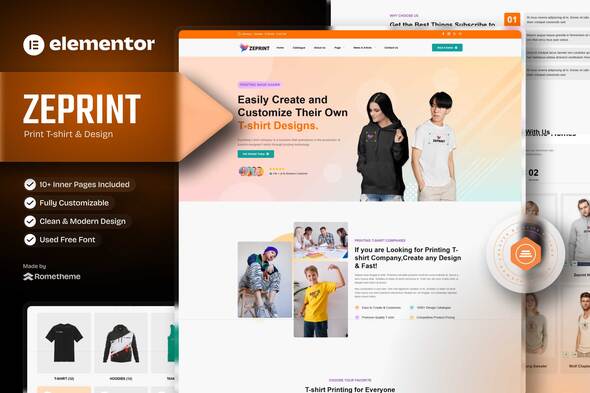 Zeprint - Print T-shirt & Design Elementor Pro Template Kit