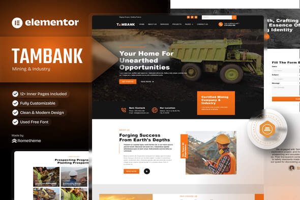 Tambank - Mining & Industry Elementor Pro Template Kit