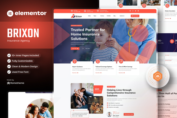 Brixon - Insurance Agency Elementor Template Kit
