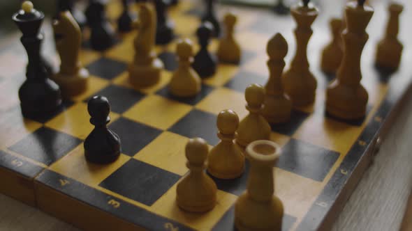 Close Shot of Chess Game at Home in Living Room
