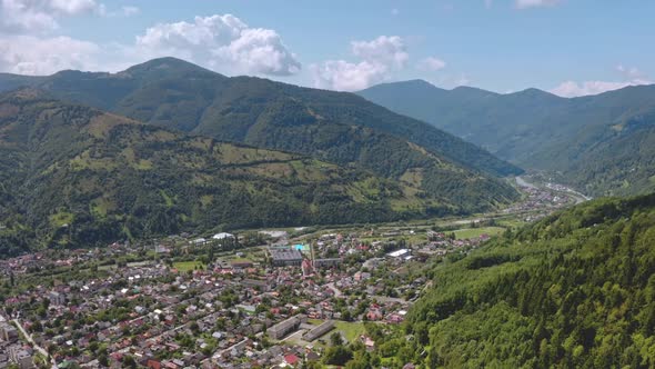 City in Mountain Valley Aerial