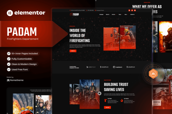 Padam - Firefighter Departement Elementor Template Kit