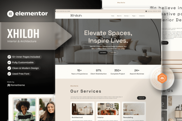 Xhiloh - Interiors & Architecture Elementor Template Kit