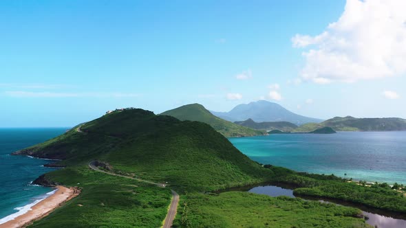 Exotic paradise of Timothy hill on the island of St. Kitts and Nevis.