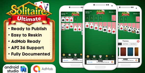 Solitaire Ultimate - Solitaire Game Android Studio Project with AdMob Ads + Ready to Publish