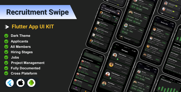 Recruitment Swipe Flutter App UI Kit | Job Finder App | Job Search App
