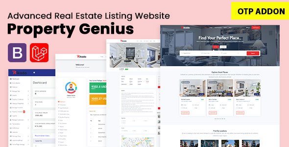 Property Genius - Real Estate Listing Website with OTP