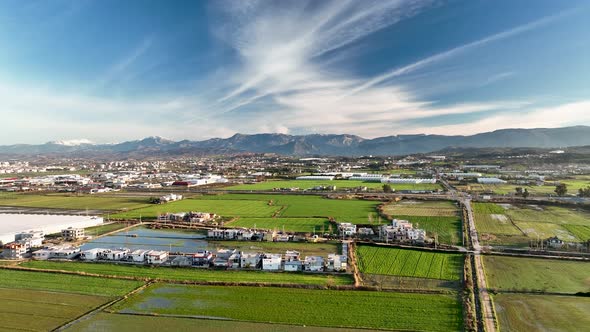 Farm House Background Texture 4 K Aerial View