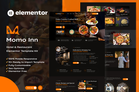 MomoInn - Hotel & Restaurant Elementor Template Kit