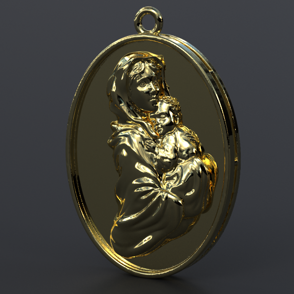 Mother Mary Pendant – Religious Jewelry 3D Model for 3D Print & Casting