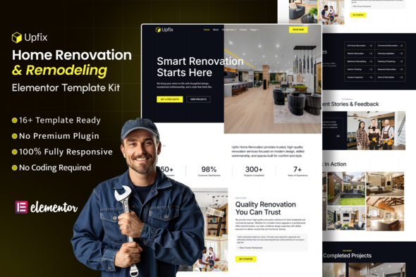 Upfix – Home Renovation & Remodeling Elementor Template Kit