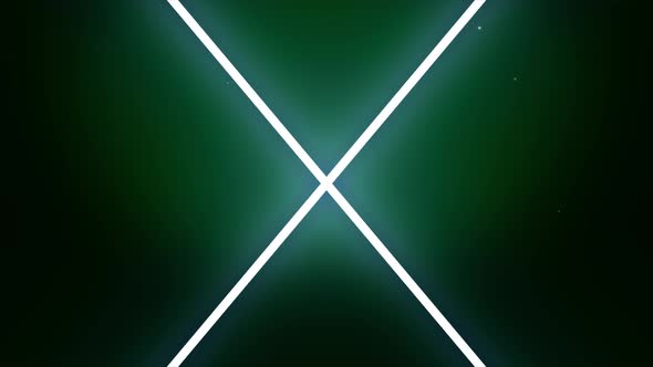 Animation of crossing neon lines on a dark green background