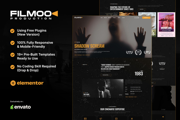 Filmoo - Film, Movie & Video Production Elementor Template Kit