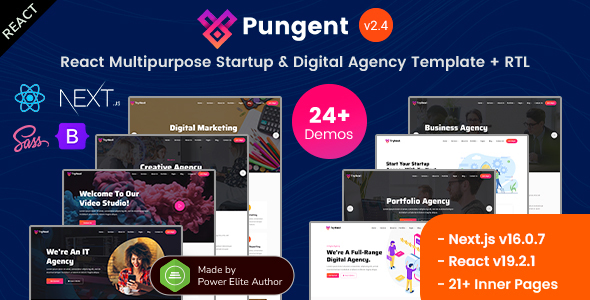 Pungent - React Nextjs 16 Multipurpose Startup Agency Template