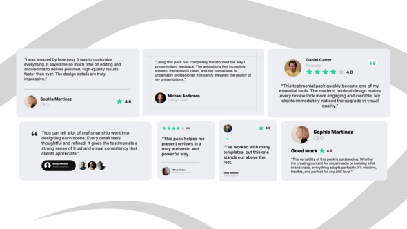 Testimonials Pack Review (Light Mode)