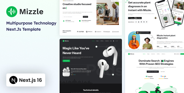 Mizzle - NextJs 16 Technology and Corporate Template