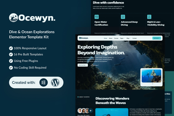 Ocewyn - Dive & Ocean Explorations Elementor Template Kit