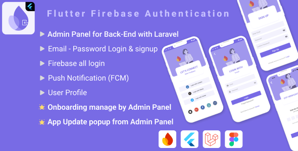 Flutter Firebase Authentication - Complete App + Laravel Admin Panel