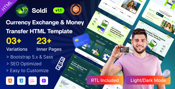 Soldi – Currency Exchange & Money Transfer HTML Template
