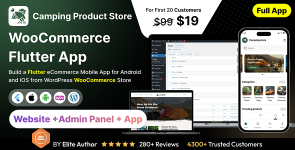 Camping Shop Store App - E-commerce Store app in Flutter (Android, iOS) with WooCommerce Full App