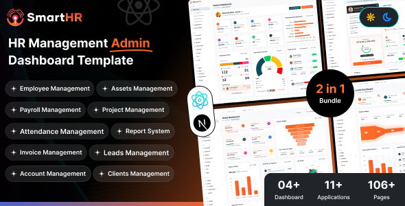 SmartHR - HRMS, Payroll & Employee Management Admin Template (React + Next.js)