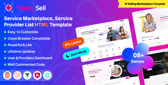 TruelySell - Handyman, Salon, Pet, Cleaning & Home Services Booking Template with Admin Dashboard