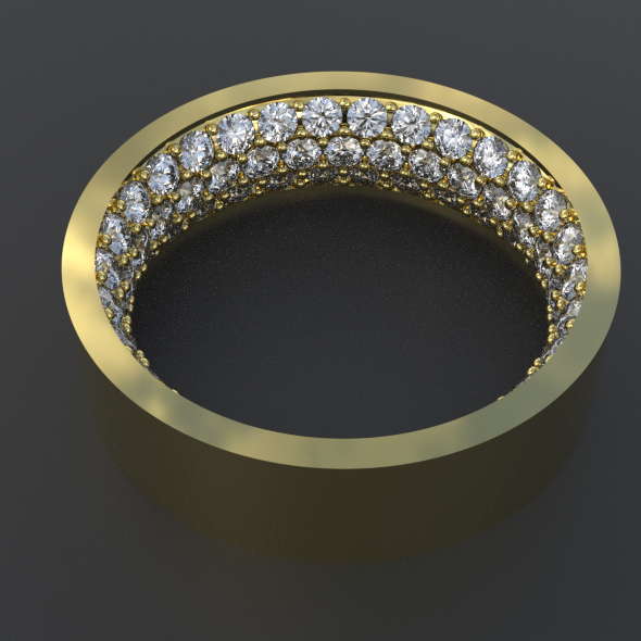 Gold Diamond Pave Ring – High-Detail Jewelry 3D Model (Quad Mesh | Production Ready)