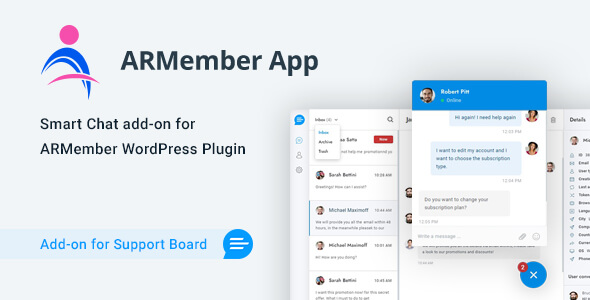 ARMember Chat & Tickets App for Support Board