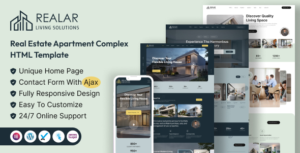 Realar - Real Estate Apartment Complex HTML Template + RTL