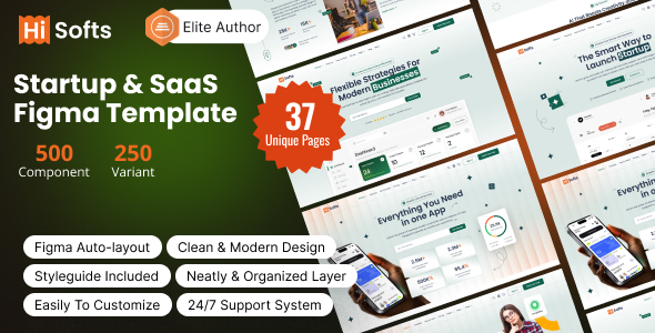 Hisofts – Startup & SaaS Figma Template