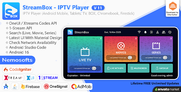 StreamBox - IPTV Player for Android, TV, Mobile, Tablets, Firestick & Chromebook