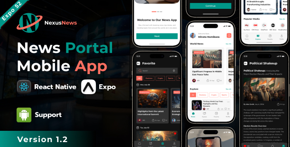 NexusNews Portal React Native Expo App Template
