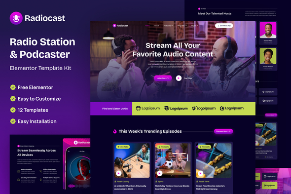 Radiocast – Radio Station & Podcaster Elementor Template Kit