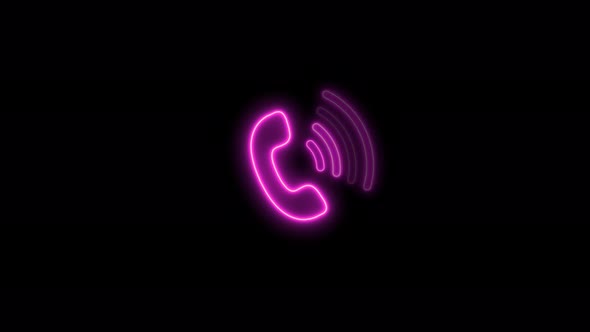 Neon Pink Phone Calling Animation Black Background