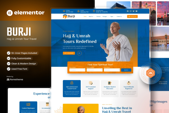 Burji - Hajj & Umrah Tour Travel Elementor Template Kit
