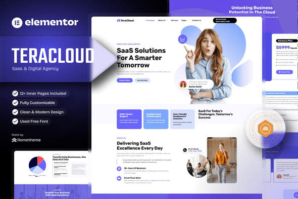 Teracloud - Saas & Digital Agency Elementor Template Kit