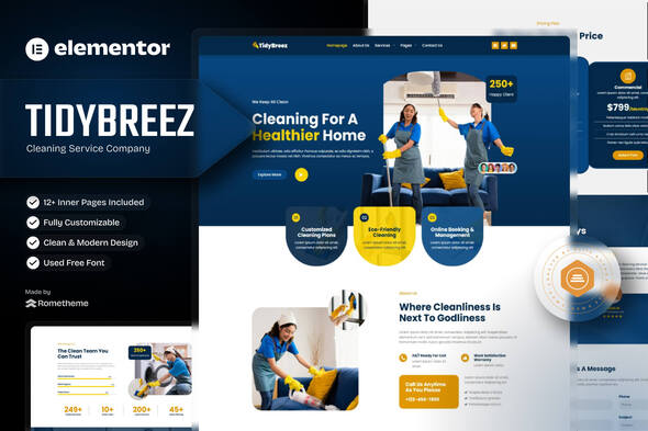 Tidybreez - Cleaning Service Company Elementor Template Kit