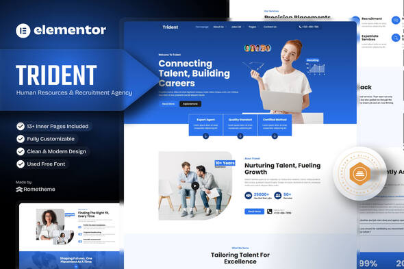 Trident - Human Resources & Recruitment Agency Elementor Template Kit
