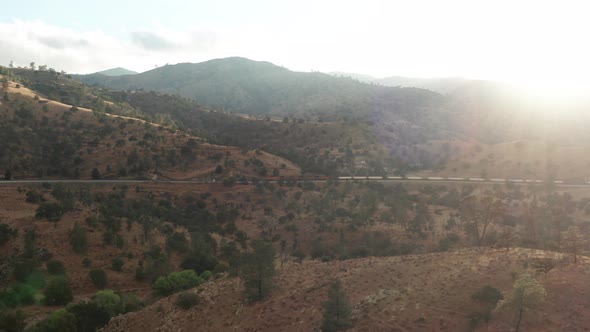 Train on the side of a mountain in Tehachapi California