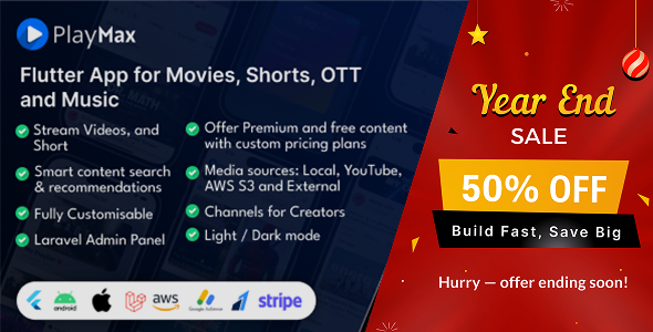 Playmax Flutter app for Online Videos, Reels & Shorts with Laravel Admin Panel