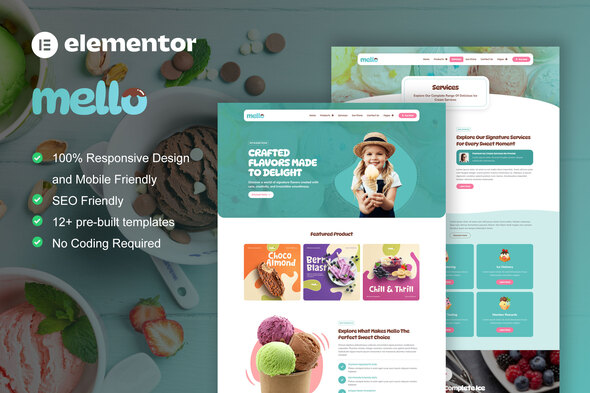 Mello - Ice Cream Shop & Company Elementor Template Kit